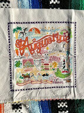 Catstudio Kitchen Towel with printed St. Augustine Florida Landmarks